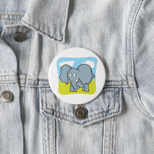 Cute Cartoon Elephant Fun Jungle Animal  7.5 Cm Round Badge