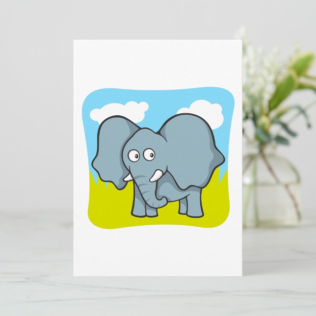 Cute Cartoon Elephant Fun Jungle Animal  Invitation (Creator Uploaded)