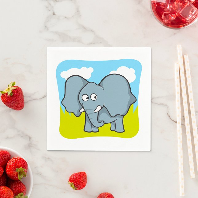 Cute Cartoon Elephant Fun Jungle Animal  Napkin (Creator Uploaded)