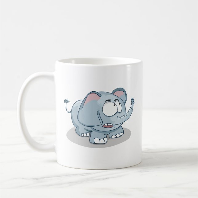 Cute Cartoon Elephant Funny Coffee Mug (Left)