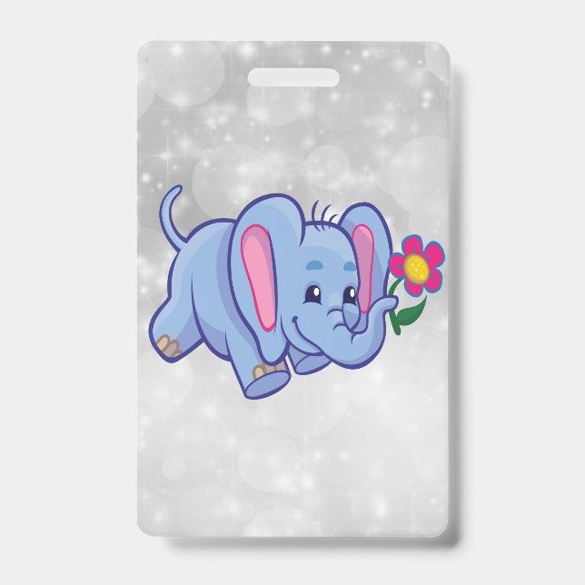 Cute cartoon elephant ID badge (Front)