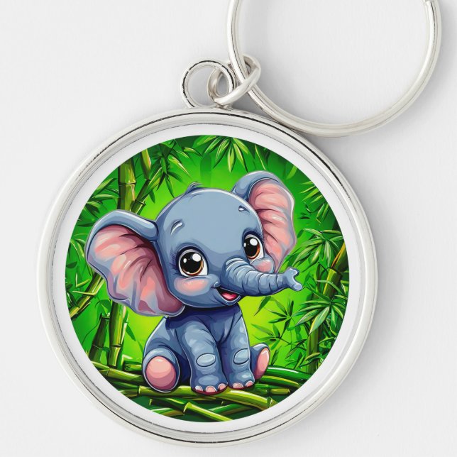 Cute cartoon elephant key ring (Front)