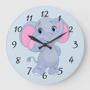 Cute cartoon Elephant Large Clock