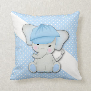 Cute cartoon elephant on a blue background cushion