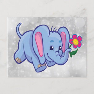 Cute cartoon elephant postcard