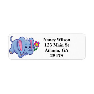 Cute cartoon elephant return address label