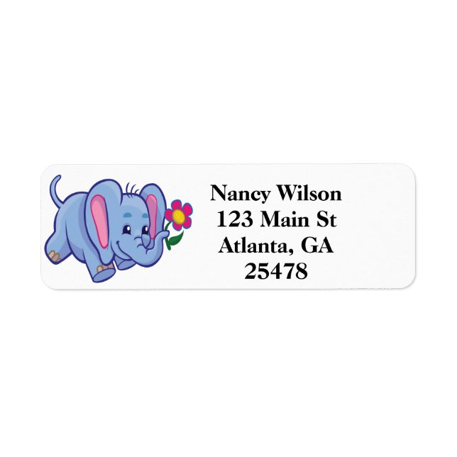 Cute cartoon elephant return address label (Front)