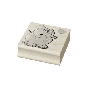 Cute Cartoon Elephant Rubber Stamp