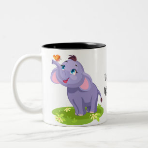 Cute cartoon elephant Two-Tone coffee mug