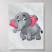 Cute Cartoon Elephant Wall Art! Small Baby Love!