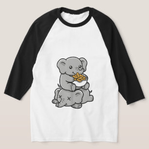 Cute Cartoon Elephants Eating Peanuts Fun Art T-Shirt