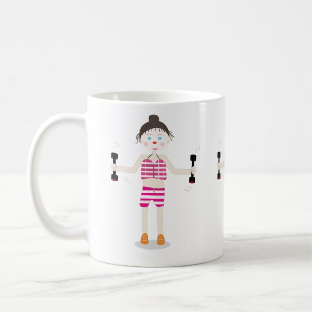 cute cartoon exercise girl mug (Left)