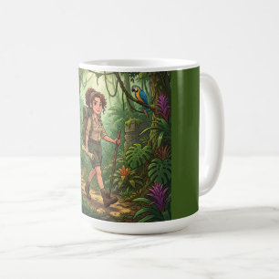 Cute Cartoon Explorer Girl in the Jungle Coffee Mug