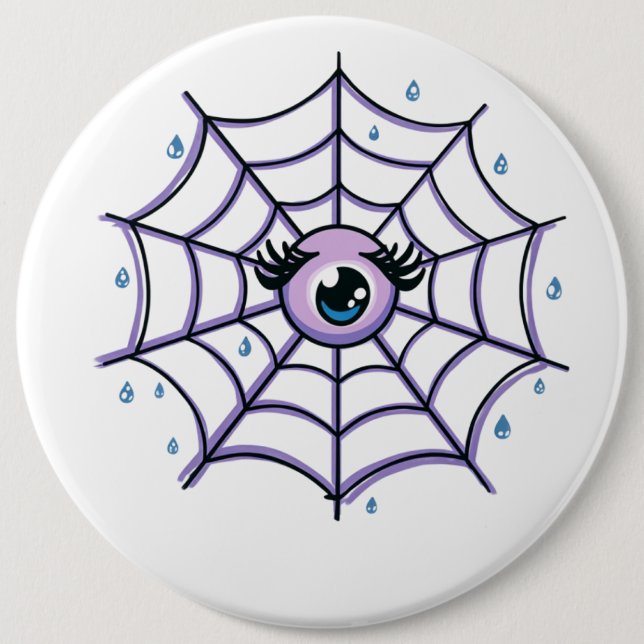 Cute Cartoon Eye in a Sparkly Web 6 Cm Round Badge (Front)