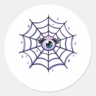 Cute Cartoon Eye in a Sparkly Web Classic Round Sticker