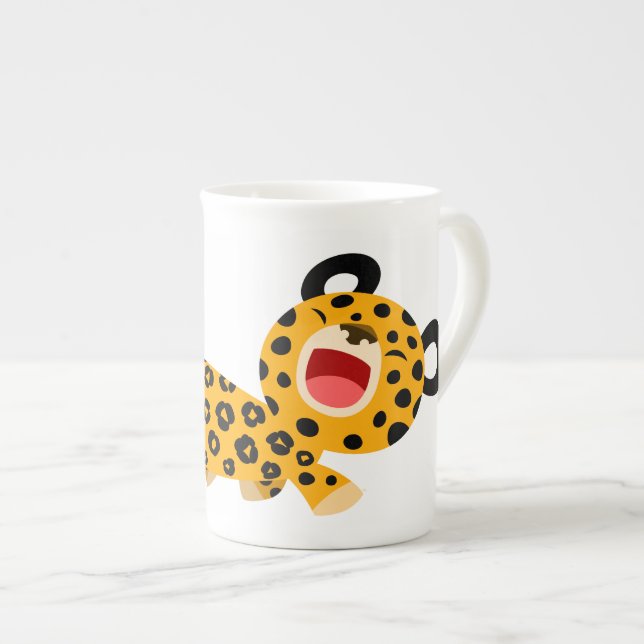 Cute Cartoon Facetious Leopard Bone China Mug (Front Right)