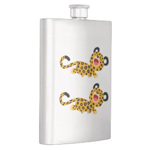 Cute Cartoon Facetious Leopard Classic Flask