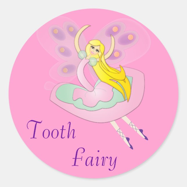 Cute Cartoon Fairy Classic Round Sticker (Front)