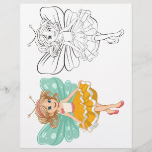 Cute Cartoon fairy girl colouring page