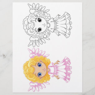 Cute Cartoon fairy girl colouring page