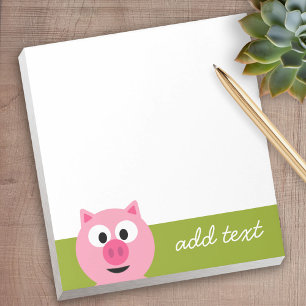 Cute Cartoon Farm Pig - Pink and Lime Green Notepad