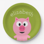 Cute Cartoon Farm Pig - Pink and Lime Green
