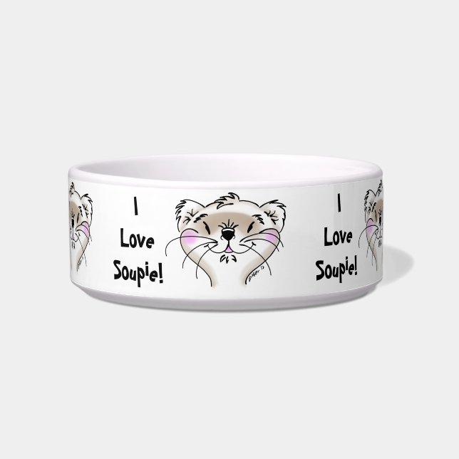 Cute Cartoon Ferret Face Bowl (Front)