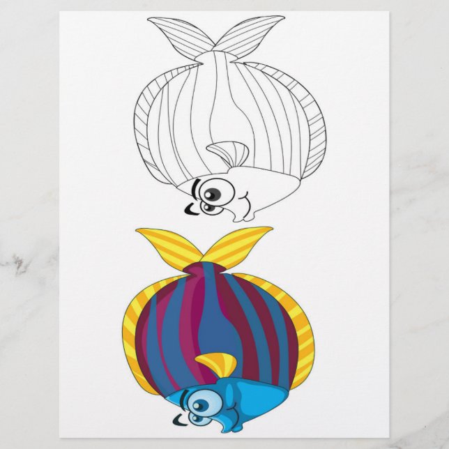 Cute Cartoon fish colouring page (Front)