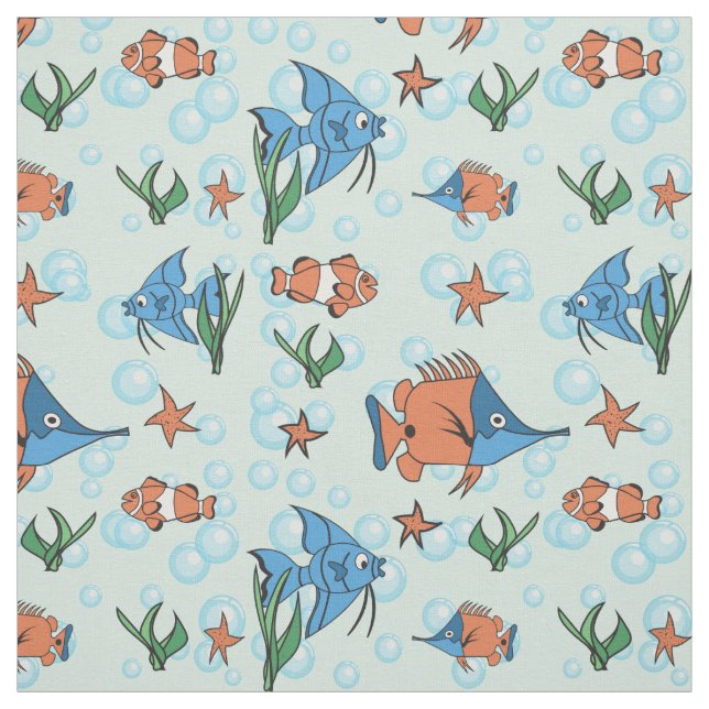 Cute Cartoon Fish Fabric (Swatch)