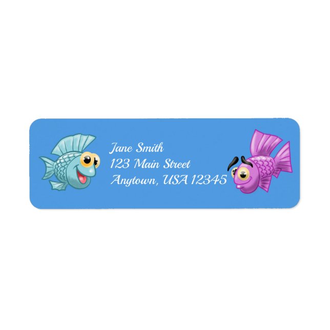 Cute Cartoon Fish Return Address Label (Front)