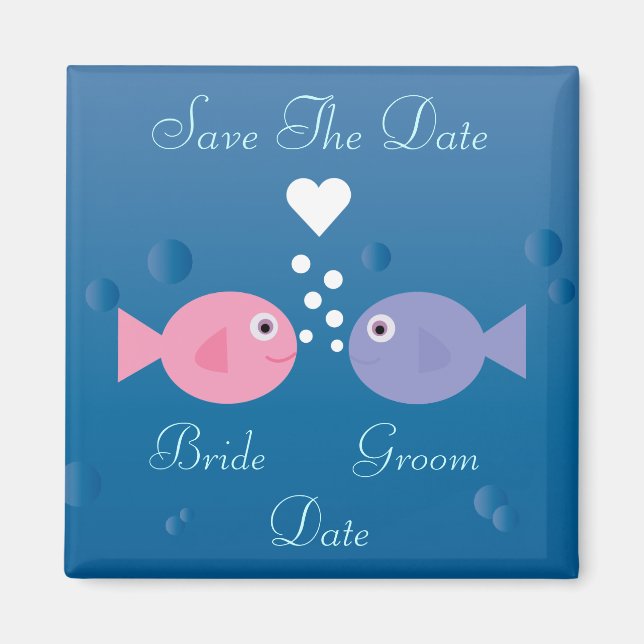Cute Cartoon Fish Save The Date Customisable Magnet (Front)
