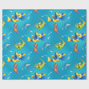 Cute Cartoon fish wrapping paper