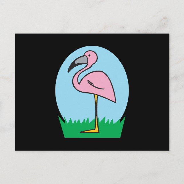 cute cartoon flamingo postcard (Front)