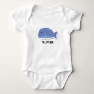 Cute cartoon flat sticker Whale Personalised Baby Bodysuit