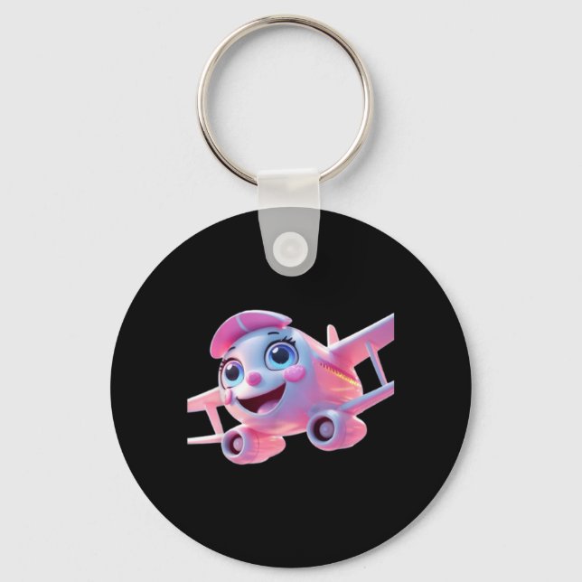 Cute Cartoon Flight Funny Unisex Design for Men Key Ring (Front)