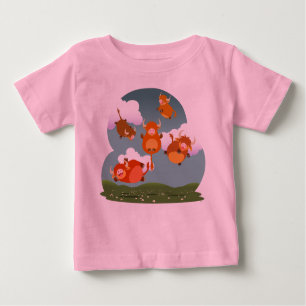 Cute Cartoon Floating Highland Cows Baby T-Shirt