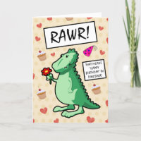 Cute Cartoon Flower Dinosaur Roar Happy Birthday