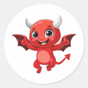 Cute cartoon flying devil classic round sticker