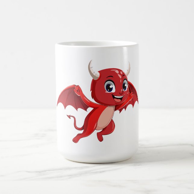 Cute cartoon flying devil coffee mug (Center)