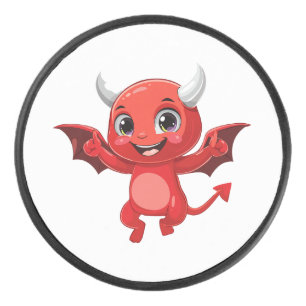 Cute cartoon flying devil hockey puck