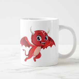 Cute cartoon flying devil large coffee mug
