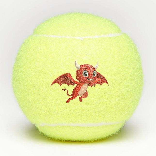 Cute cartoon flying devil tennis balls (Front)