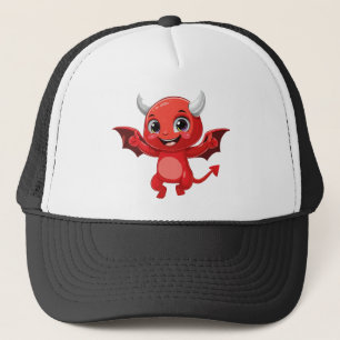 Cute cartoon flying devil trucker hat