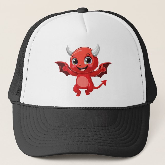 Cute cartoon flying devil trucker hat (Front)