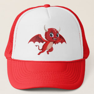 Cute cartoon flying devil trucker hat