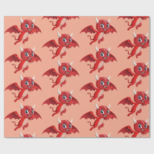 Cute cartoon flying devil wrapping paper