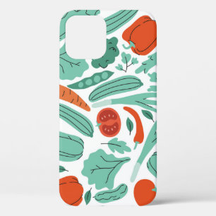 Cute Cartoon Food: Vibrant Vegetables Pattern iPhone 12 Case
