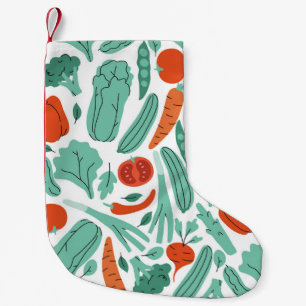 Cute Cartoon Food: Vibrant Vegetables Pattern Small Christmas Stocking
