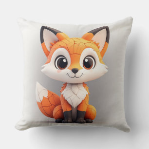 Cute Cartoon Fox 3D Toy Mascot Sitting And Smiling Cushion