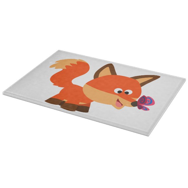 Cute Cartoon Fox  And Butterfly Cutting Board (Corner)